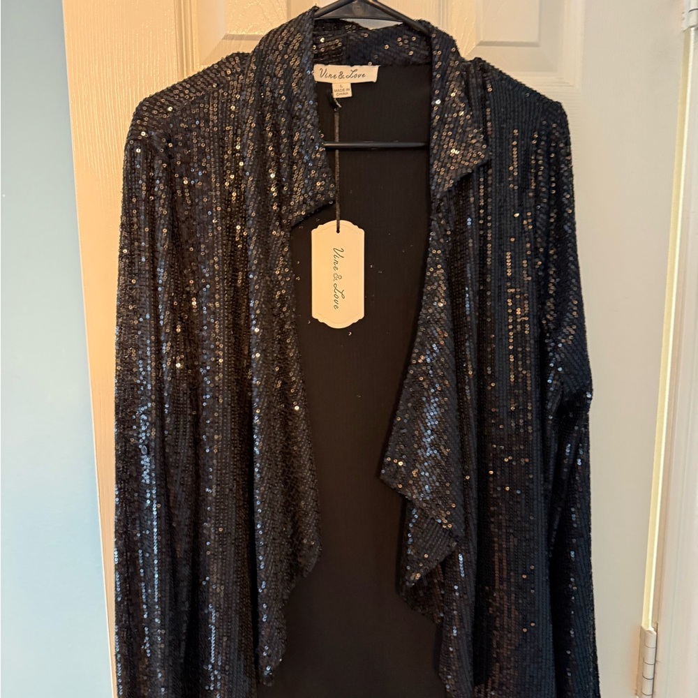 Vine & Love Shimmering Black Sequin Jacket